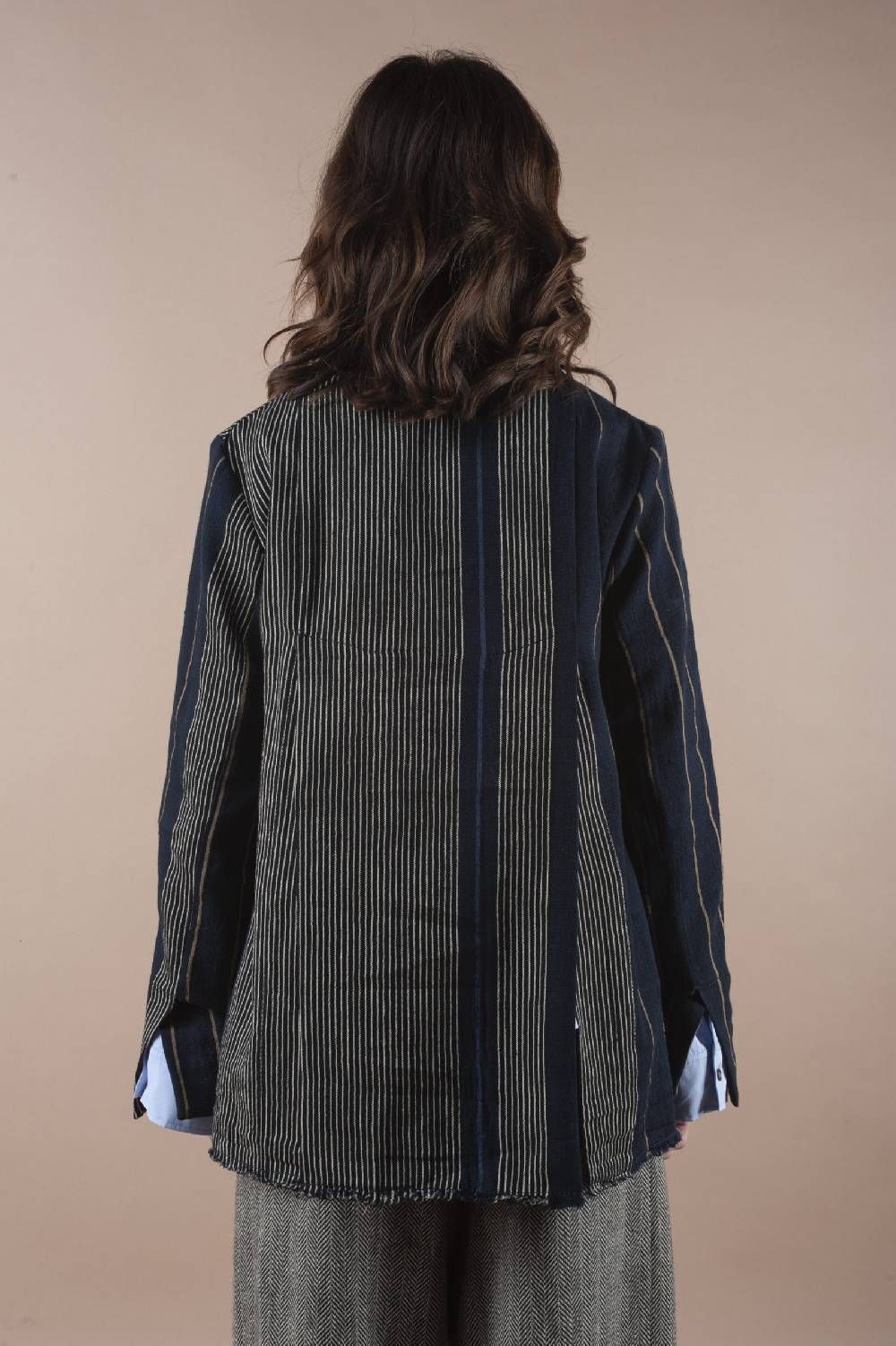 Pdr Phisique Du Role PHISIQUE DU ROLE JACKET IN WOOL/LINEN BARRE’ WITH IRREGULAR STRIPES