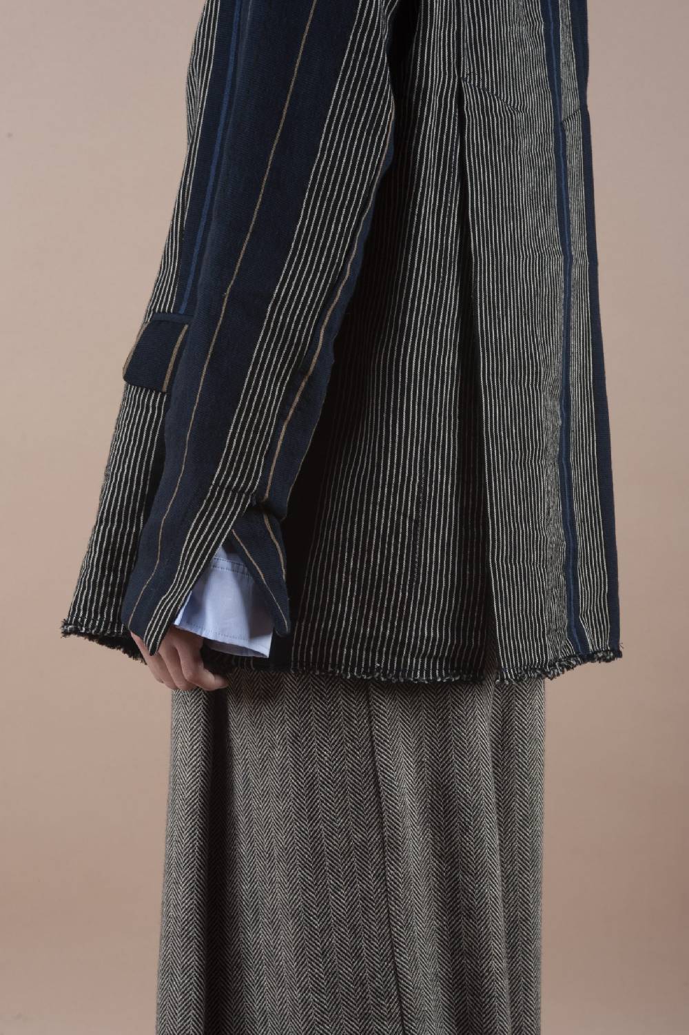 Pdr Phisique Du Role PHISIQUE DU ROLE JACKET IN WOOL/LINEN BARRE’ WITH IRREGULAR STRIPES