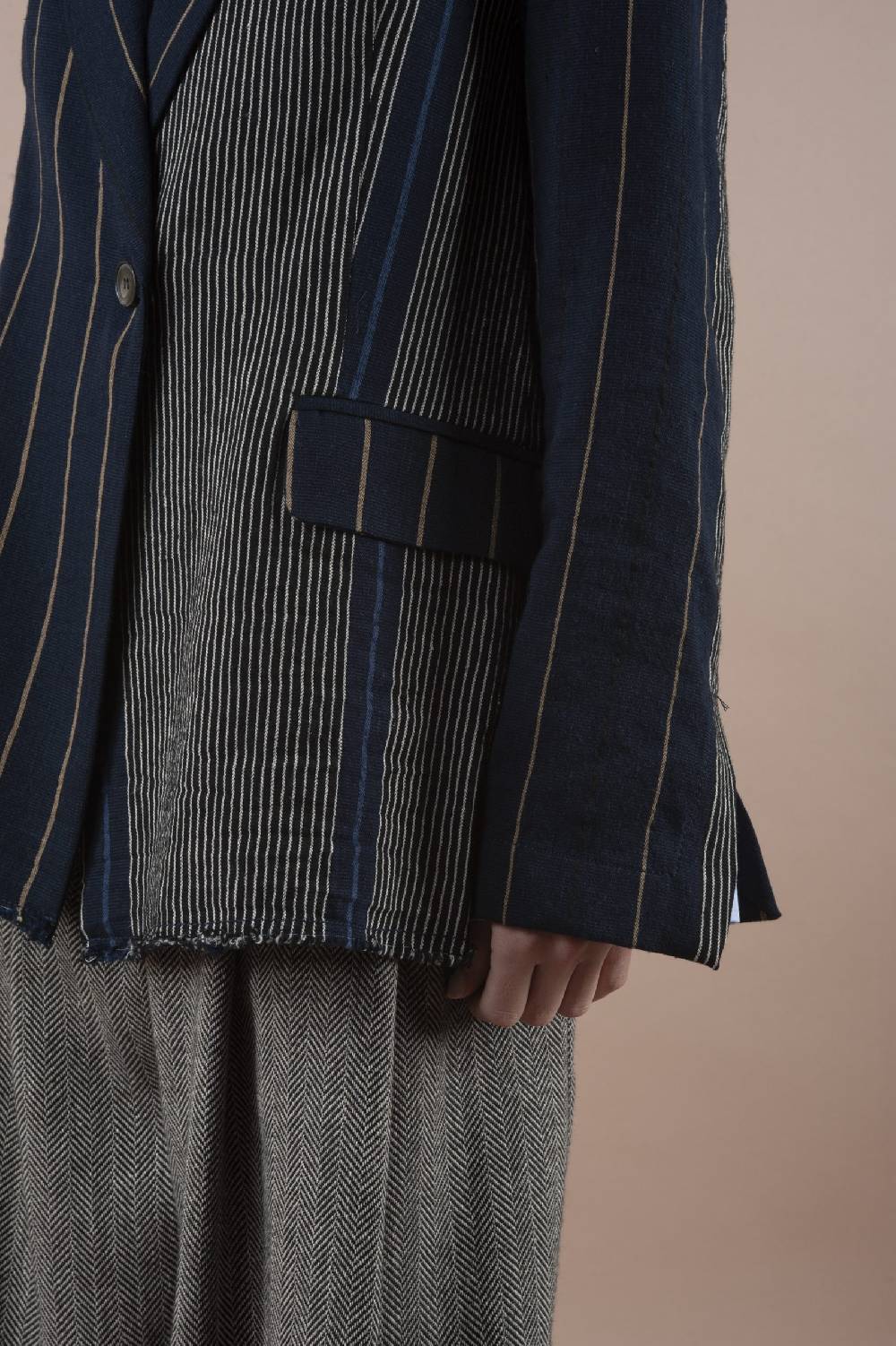 Pdr Phisique Du Role PHISIQUE DU ROLE JACKET IN WOOL/LINEN BARRE’ WITH IRREGULAR STRIPES