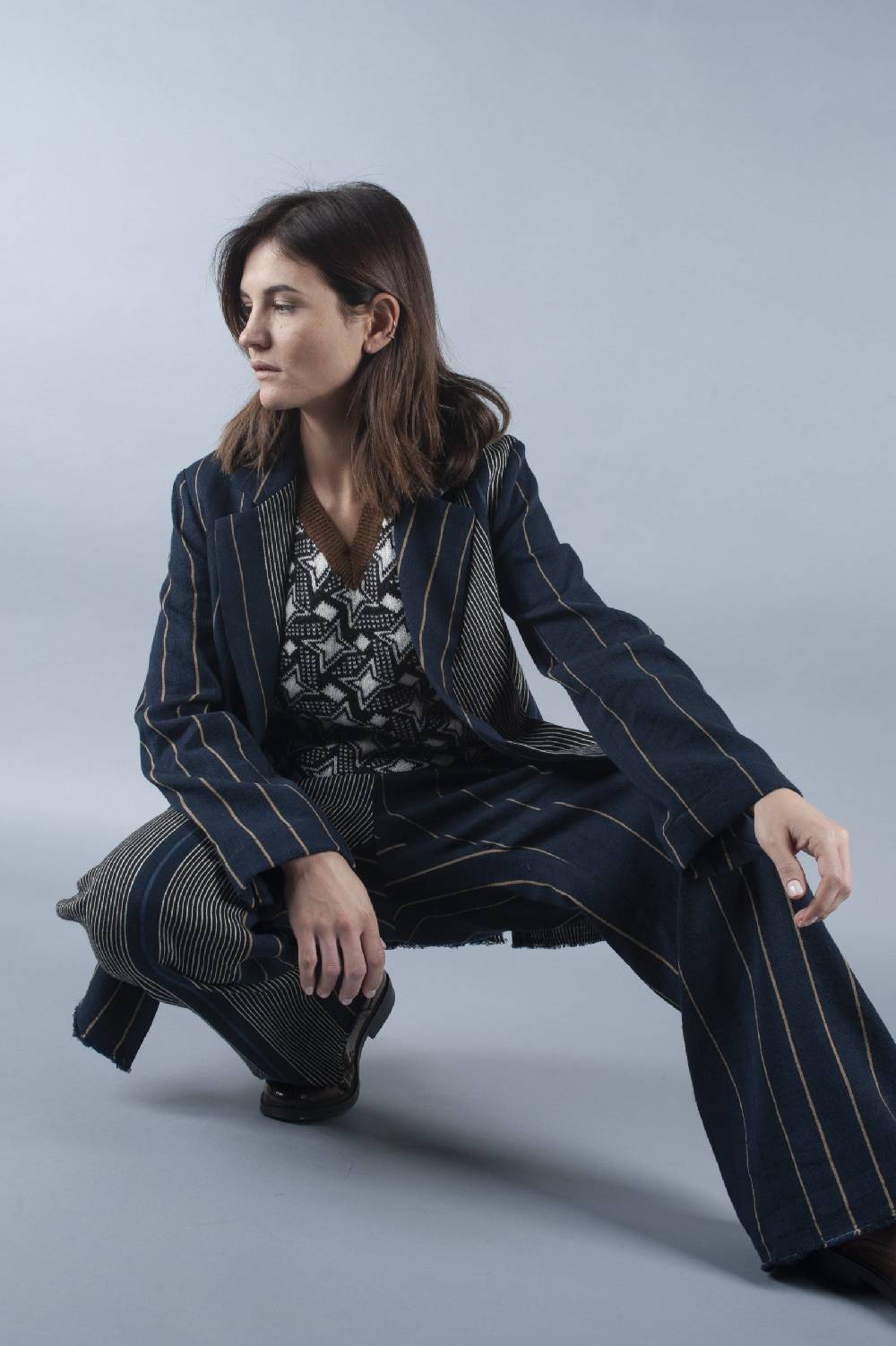 Pdr Phisique Du Role PHISIQUE DU ROLE JACKET IN WOOL/LINEN BARRE’ WITH IRREGULAR STRIPES