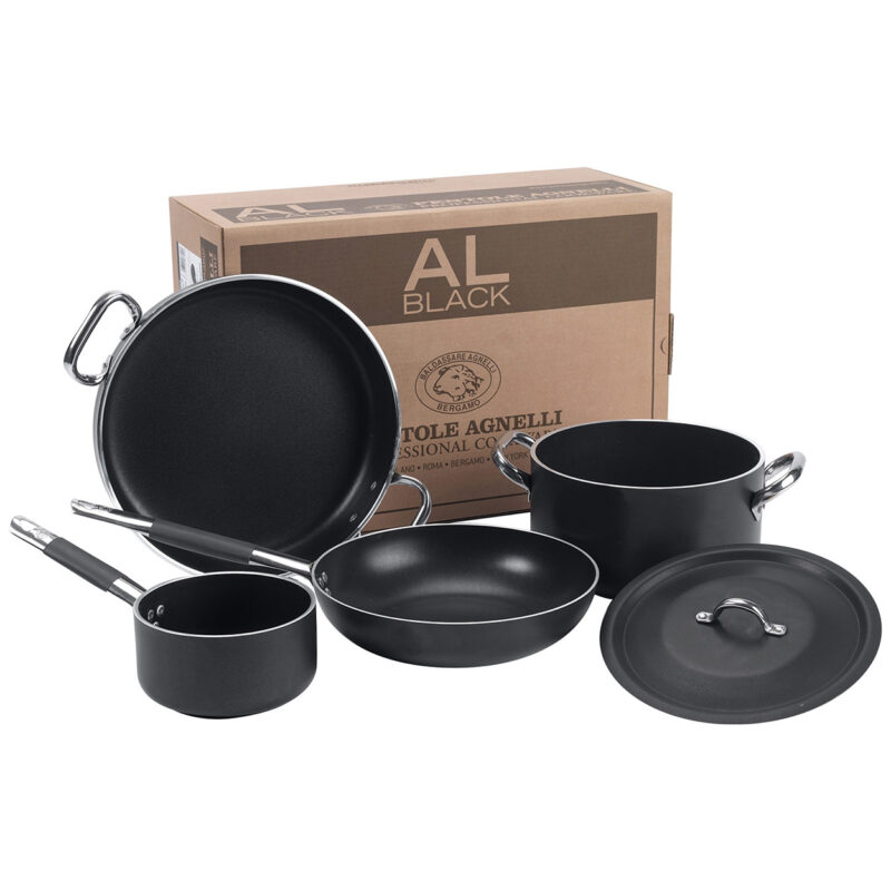Pentole Agnelli Batteria antiaderente induzione AlBlack pentole in alluminio