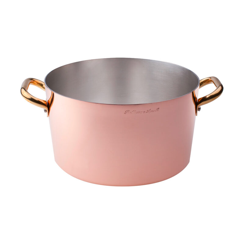 Pentole Agnelli Casseruola alta in rame liscio stagnato a mano 2mm – 2 maniglie