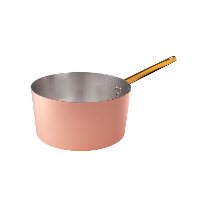 Pentole Agnelli Casseruola alta in rame liscio stagnato a mano 2mm – 1 manico
