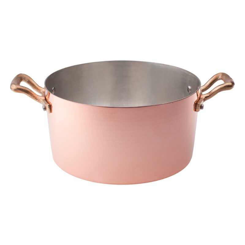 Pentole Agnelli Casseruola alta in rame martellato stagnato 2mm – 2 maniglie