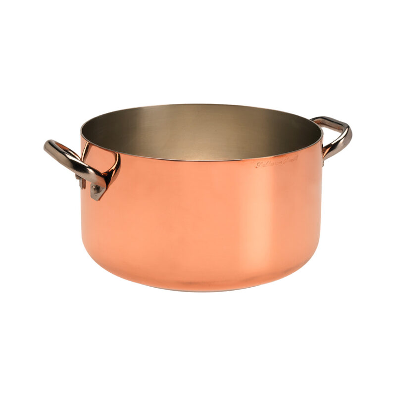 Pentole Agnelli Casseruola alta in rame stagnato induzione 2mm – 2 maniglie