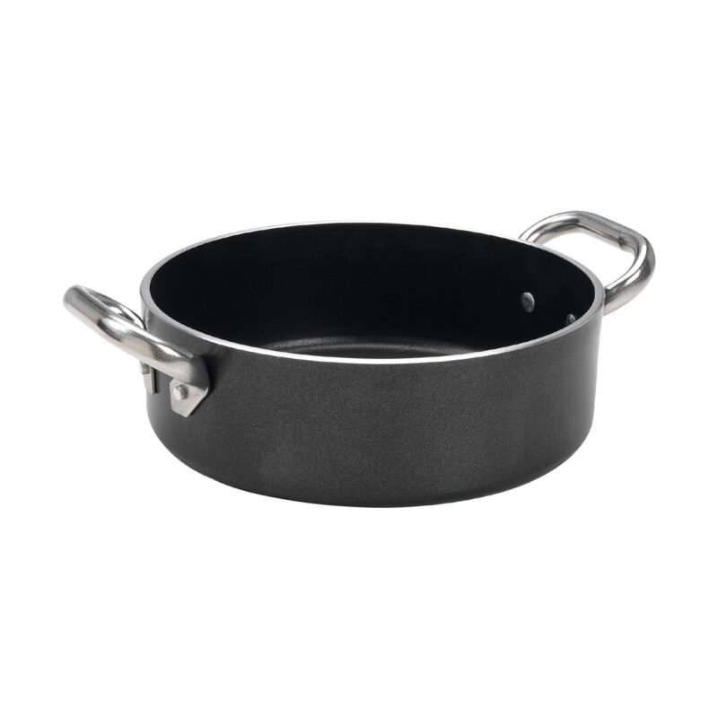 Pentole Agnelli Casseruola antiaderente AlBlack bassa in alluminio 5mm – 2 maniglie