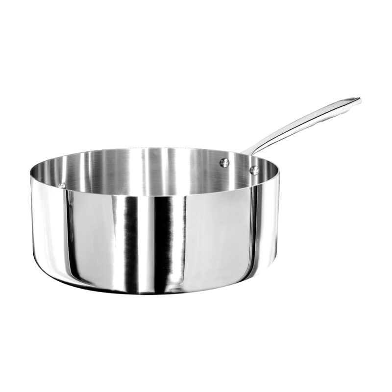 Pentole Agnelli Casseruola induzione 1907 bassa in alluminio e acciaio lucido – 1 manico