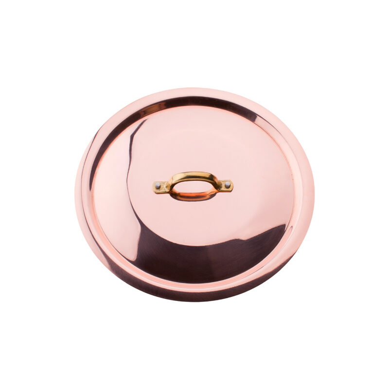 Pentole Agnelli Coperchio piano in rame liscio stagnato a mano 1.2mm – 1 ponticello