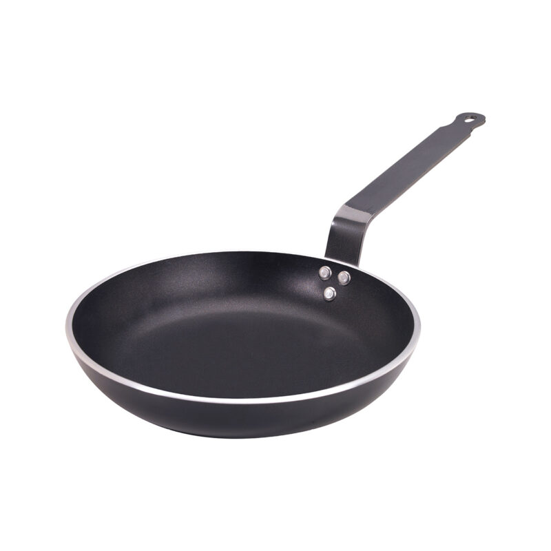 Pentole Agnelli Padella antiaderente AlBlack svasata alta in alluminio 5mm – 1 manico in ferro