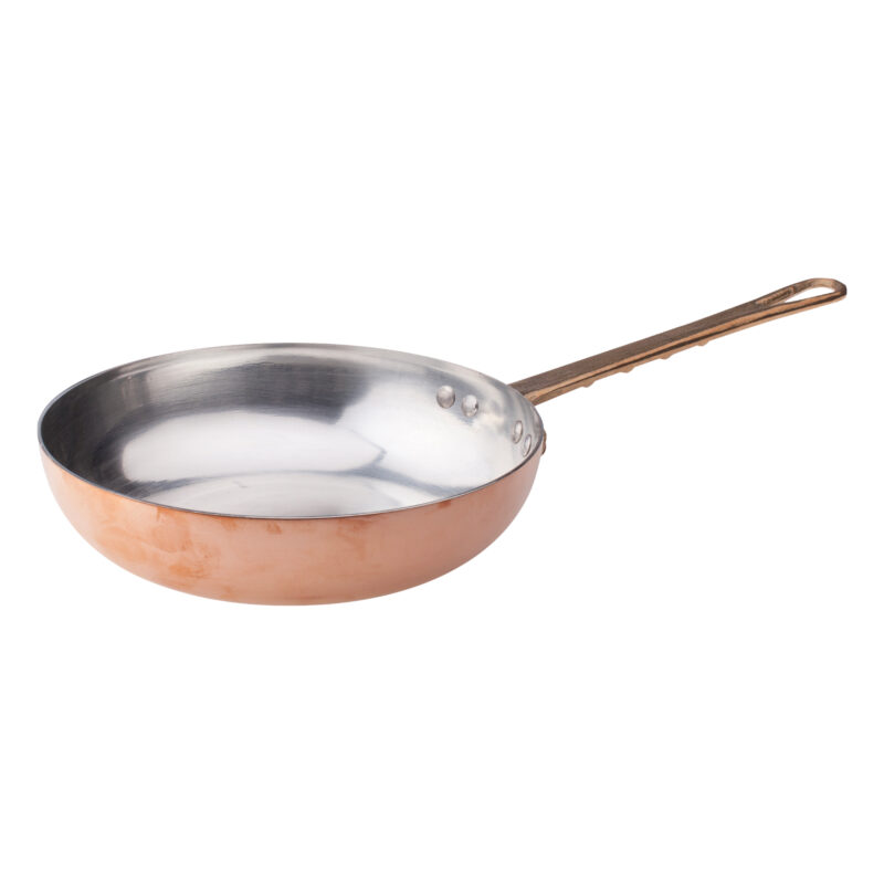 Pentole Agnelli Padella svasata alta in rame martellato stagnato 2mm – 1 manico