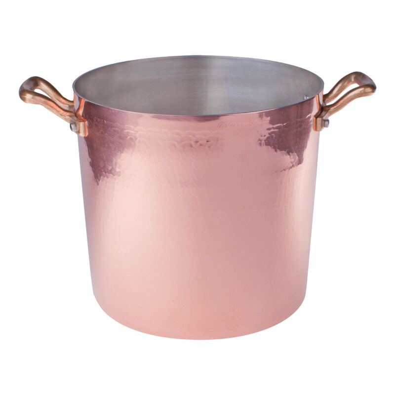 Pentole Agnelli Pentola alta in rame martellato stagnato 2mm – 2 maniglie