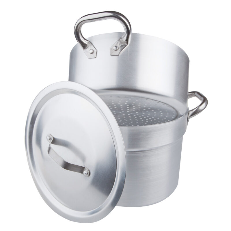 Pentole Agnelli Pentola in alluminio 3mm con coperchio e casseruola – 2 maniglie