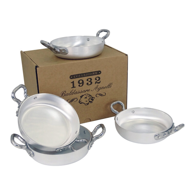 Pentole Agnelli Set di 4 tegamini 1932 in alluminio 3mm – 2 maniglie 1907