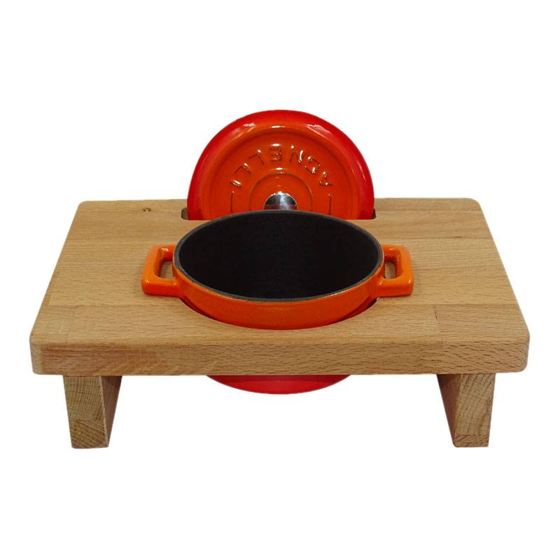 Pentole Agnelli Supporto in legno per mini casseruola tonda