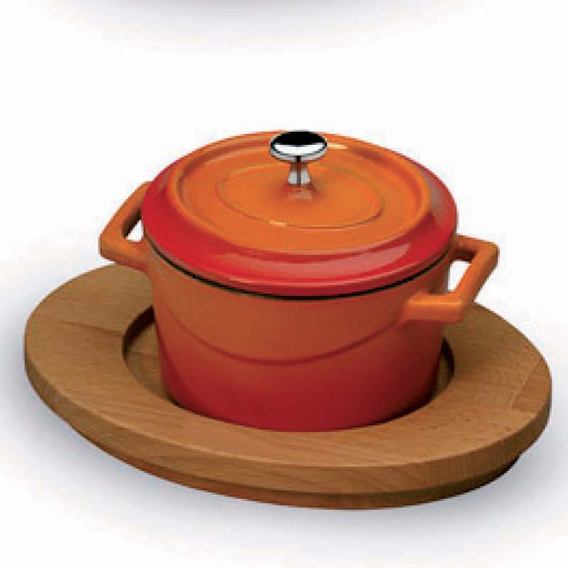 Pentole Agnelli Vassoio in legno per mini casseruola tonda