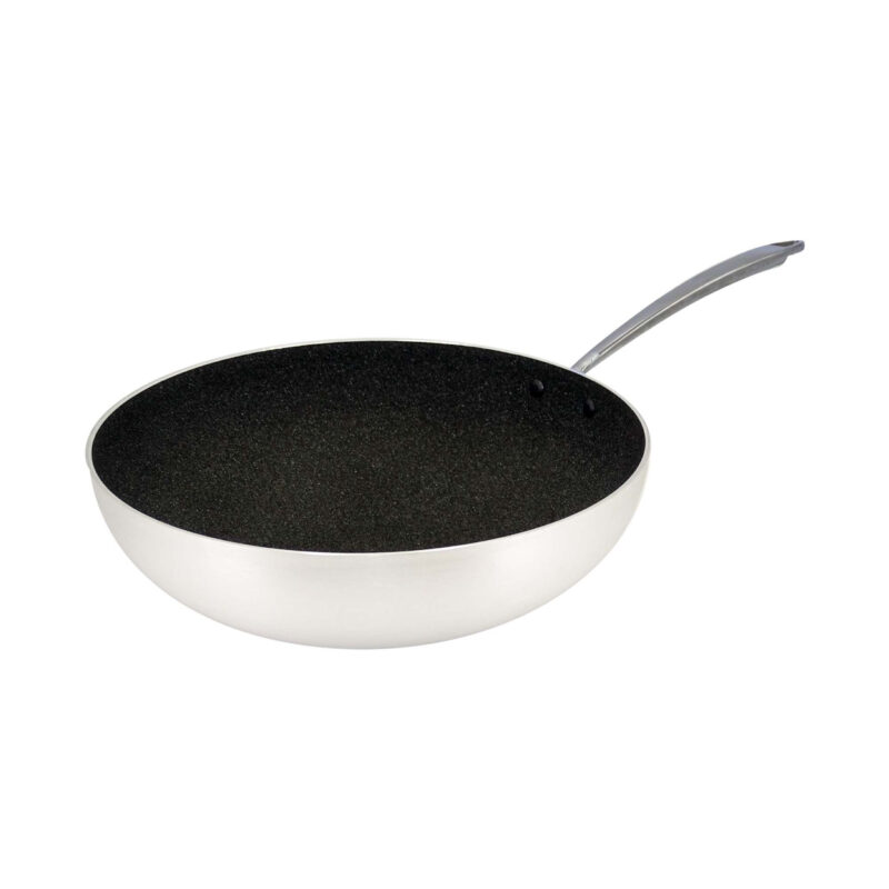 Pentole Agnelli Wok antiaderente Shark Skin a fondo piano in alluminio 3mm – 1 manico 1907
