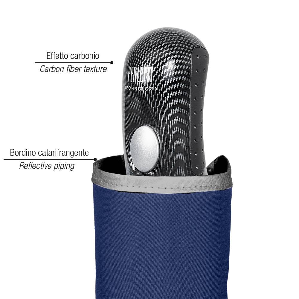 Perletti Ombrello Blu Bordo Catarifrangente Automatico