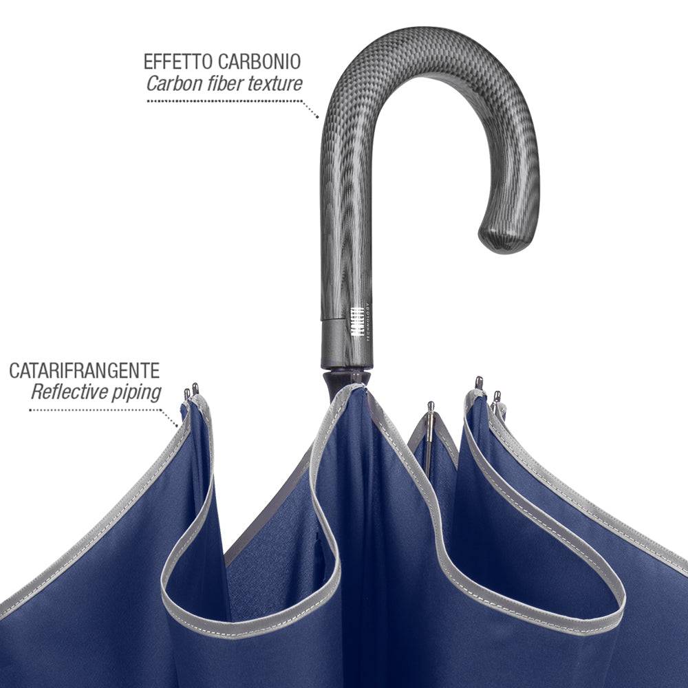 Perletti Ombrello Bordo Catarifrangente Manico Curvo