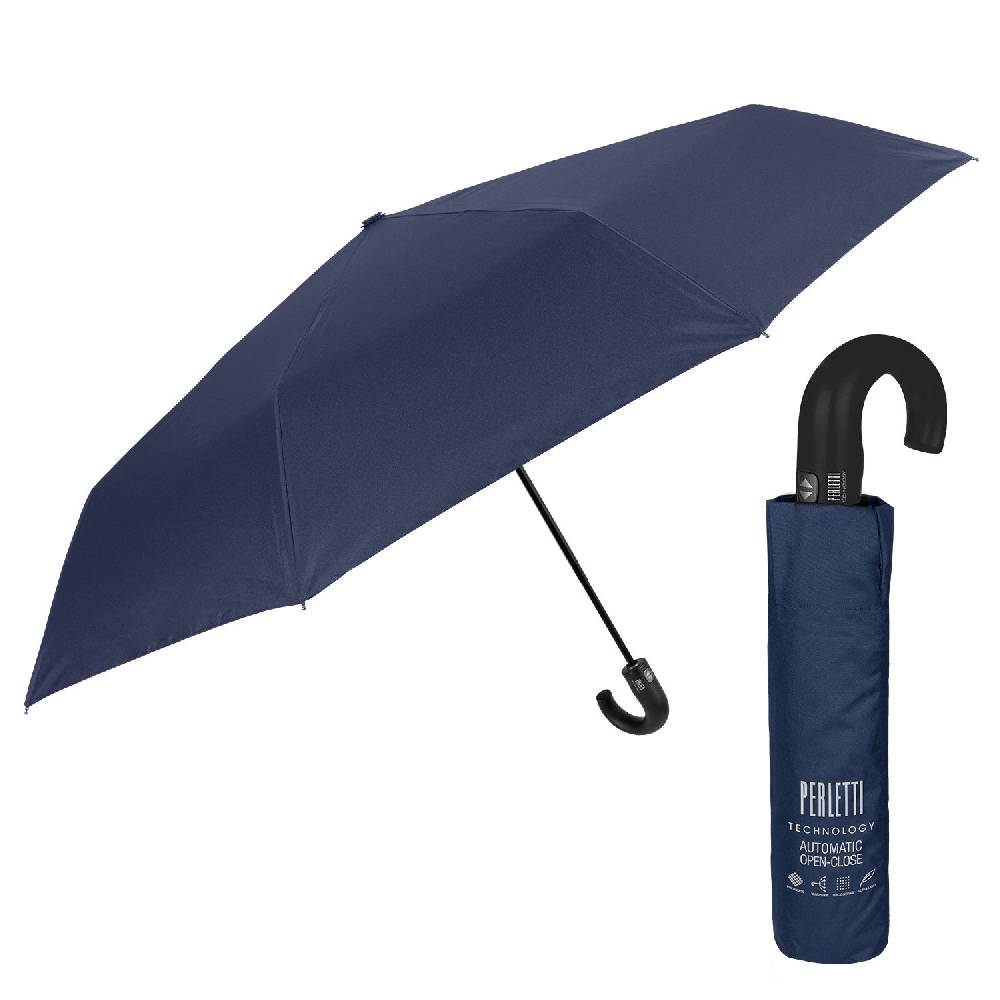 Perletti Ombrello Technology Tinta Unita Con Manico Curvo