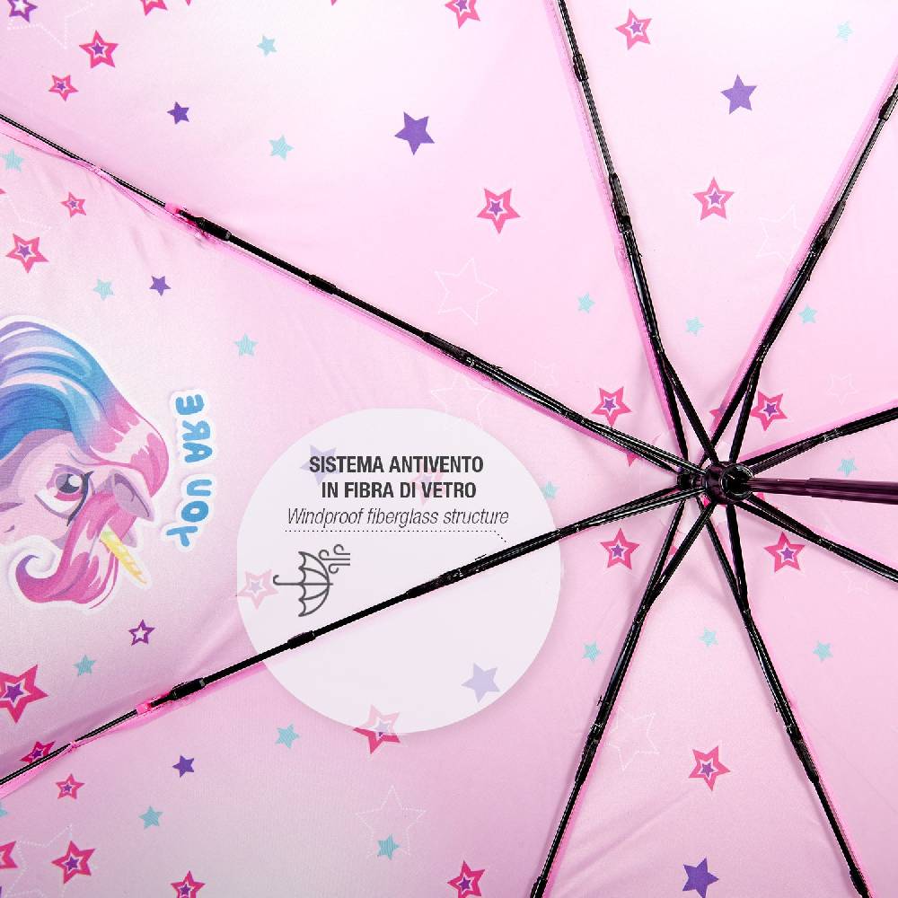 Perletti Ombrello Unicorno Rosa Con Stelle Colorate