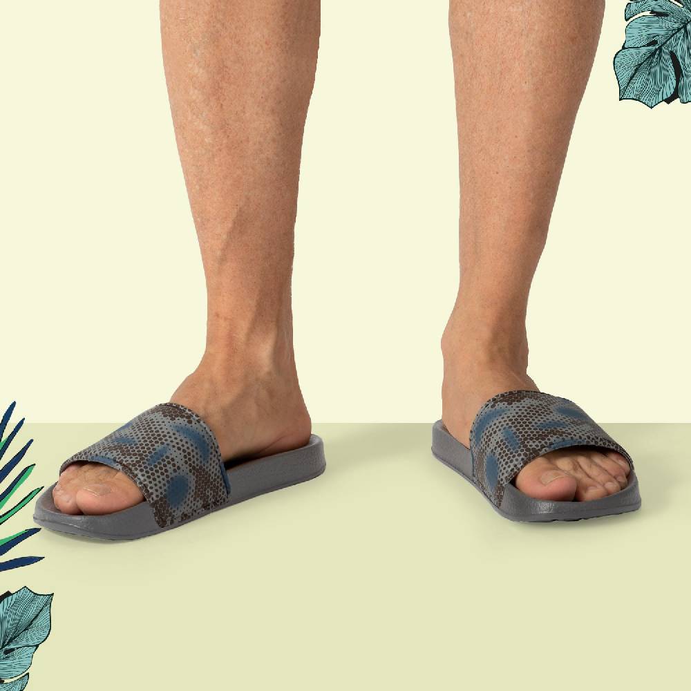 Perletti Ciabatte Camouflage A Fascia Da Uomo