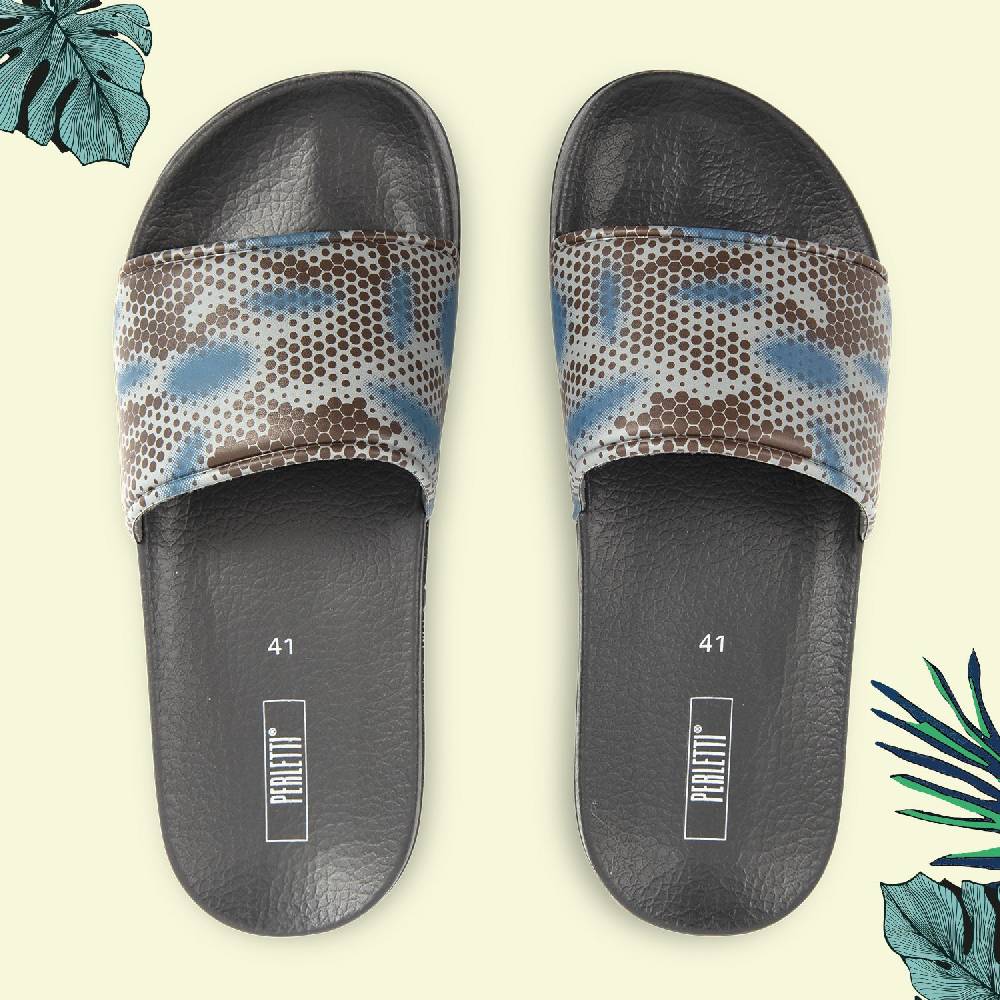 Perletti Ciabatte Camouflage A Fascia Da Uomo