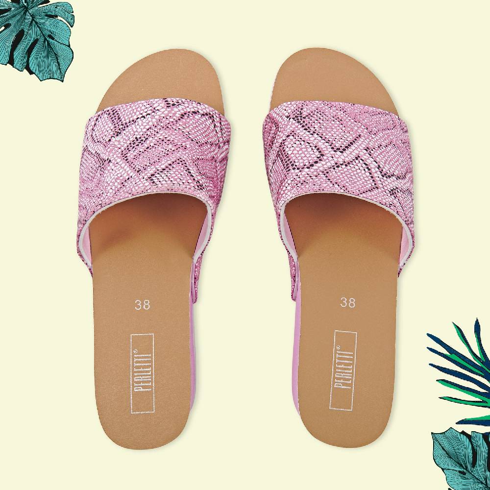 Perletti Ciabatte Pitonate Con Zeppa