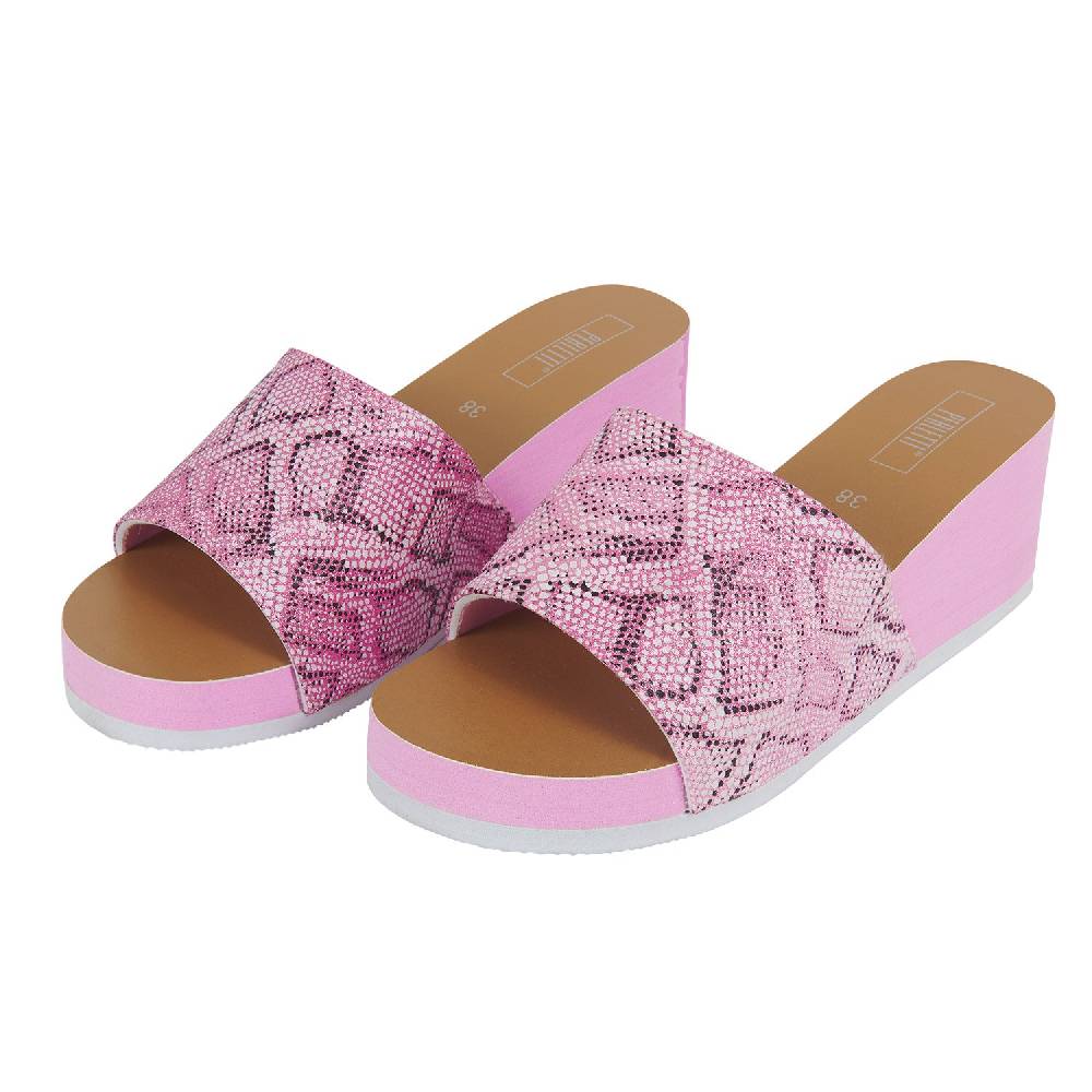 Perletti Ciabatte Pitonate Con Zeppa