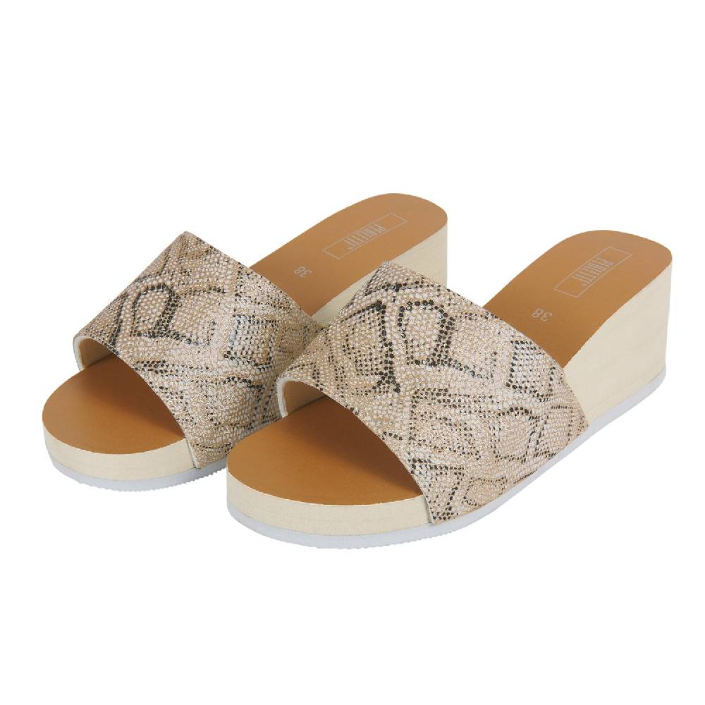 Perletti Ciabatte Pitonate con Zeppa