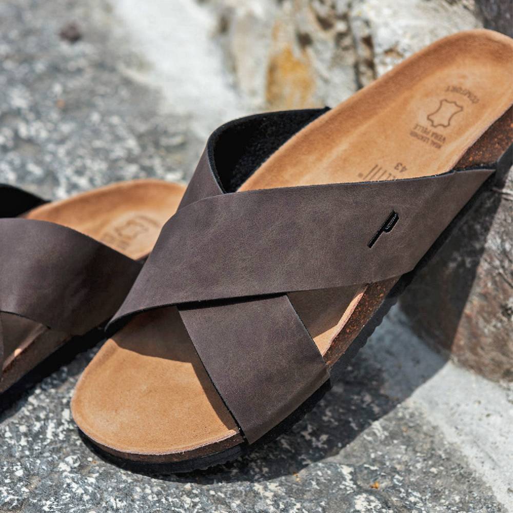 Perletti Ciabatte Uomo Fascia Incrociata