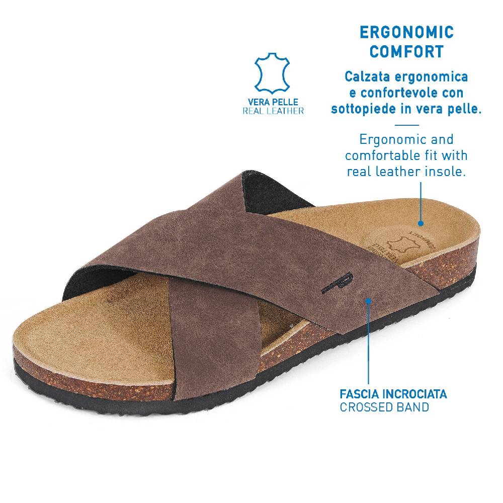 Perletti Ciabatte Uomo Fascia Incrociata