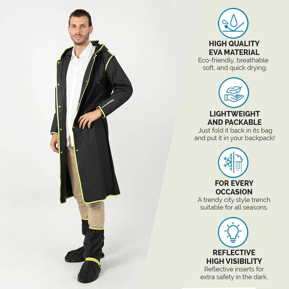 Perletti Impermeabile Nero Catarifrangente