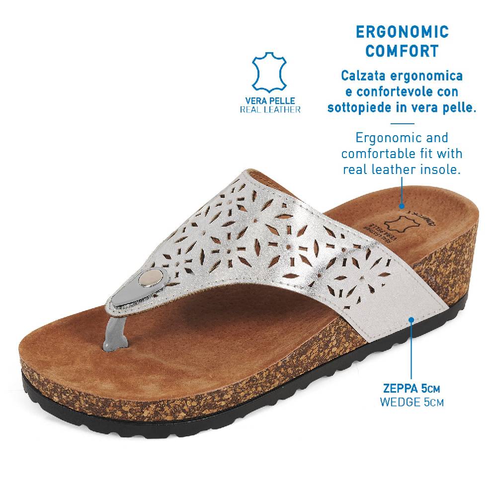 Perletti Infradito Metal Con Zeppa