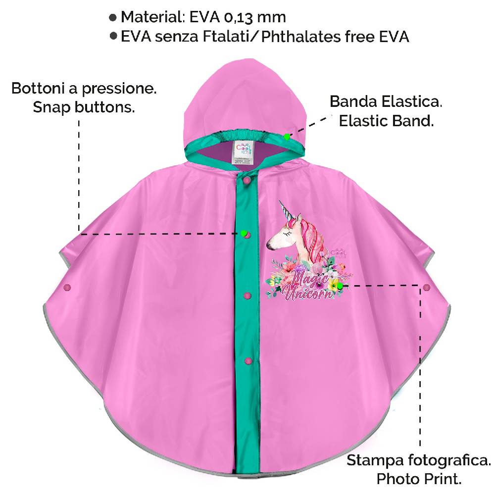 Perletti Mantellina Unicorno Lilla E Verde