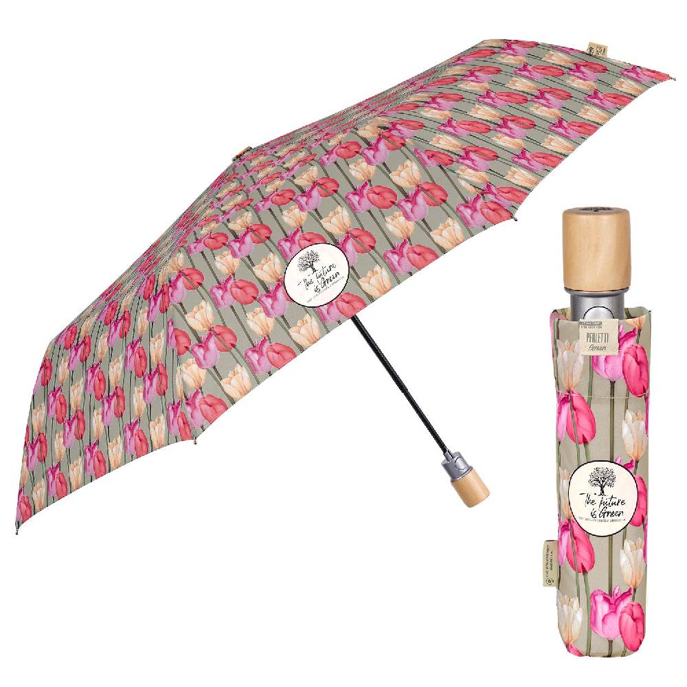 Perletti Ombrello Green Automatico Tulipani Rosa