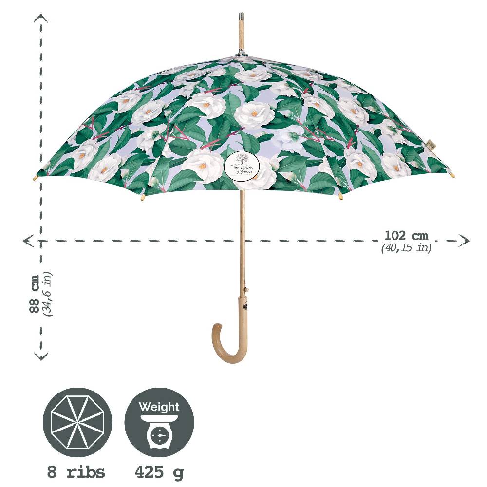 Perletti Ombrello Green Lungo Camelie