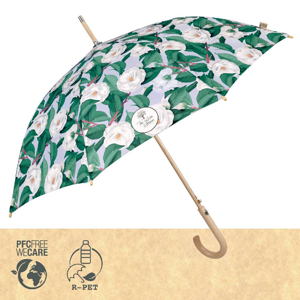 Perletti Ombrello Green Lungo Camelie