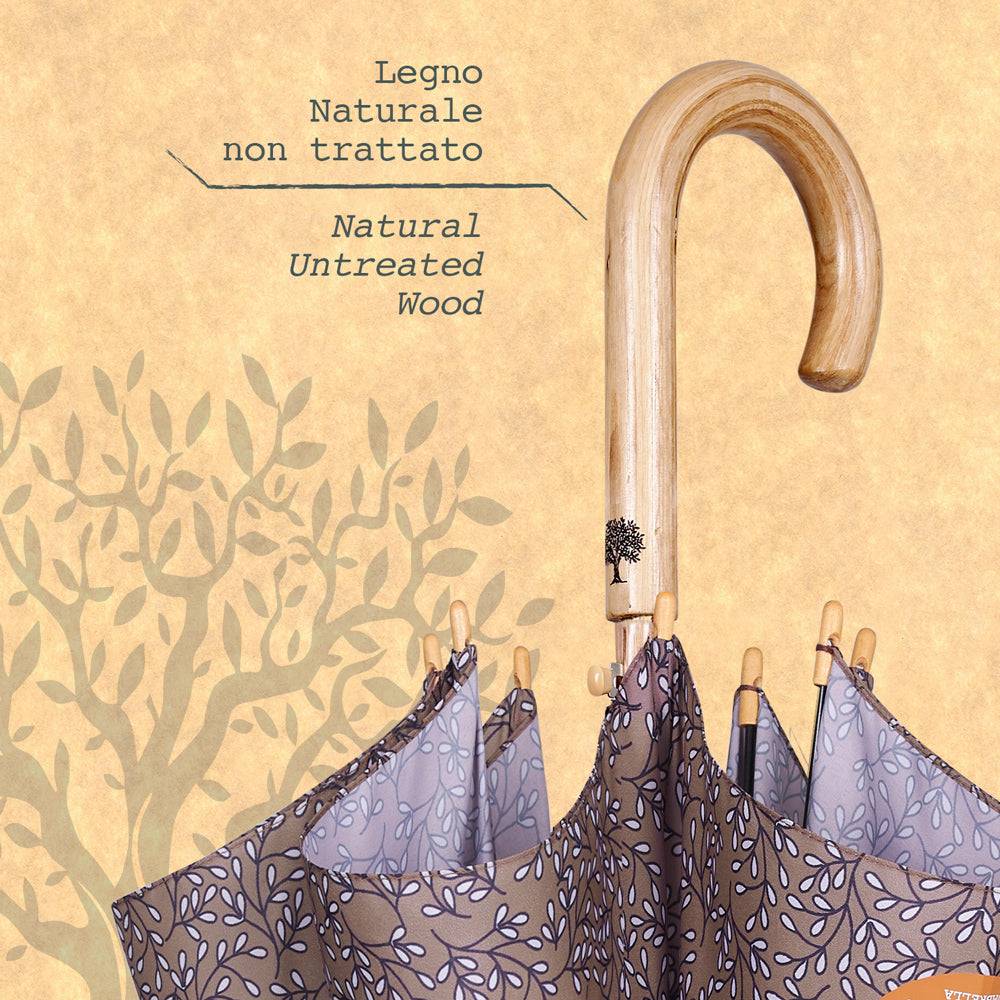 Perletti Ombrello Green Lungo Con Foglie