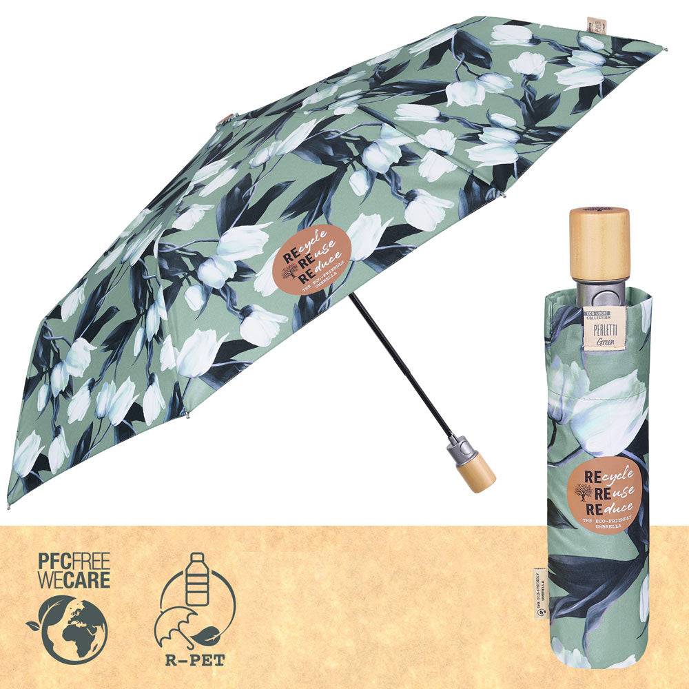 Perletti Ombrello Green Pieghevole Tulipani