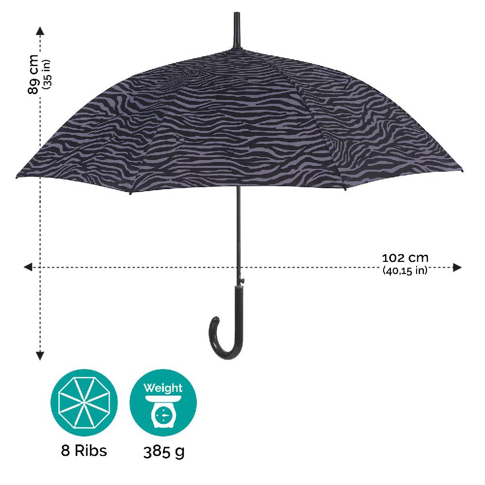 Perletti Ombrello Lungo Animalier Zebrato