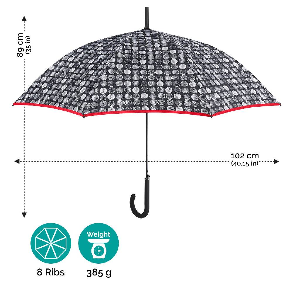 Perletti Ombrello Lungo Bianco E Nero