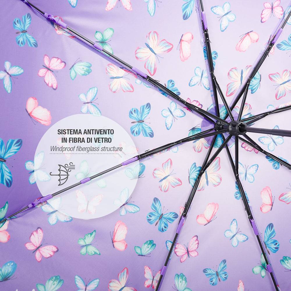 Perletti Ombrello Mini Farfalle Viola