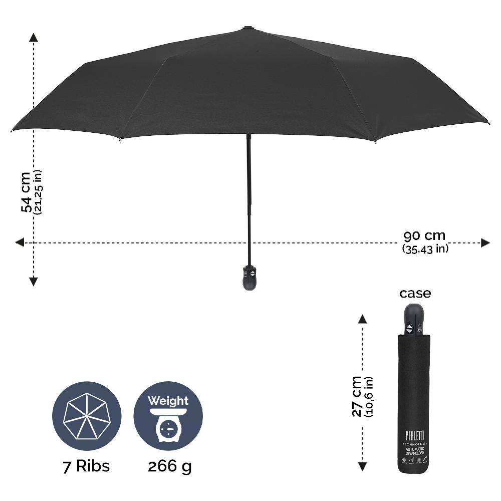 Perletti Ombrello Nero Extra Compatto