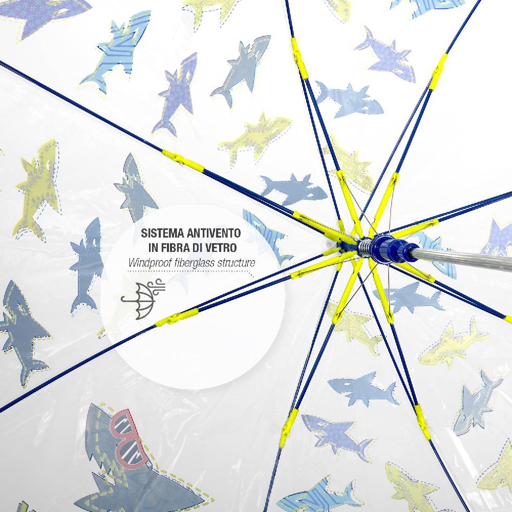 Perletti Ombrello Squali Trasparente Automatico