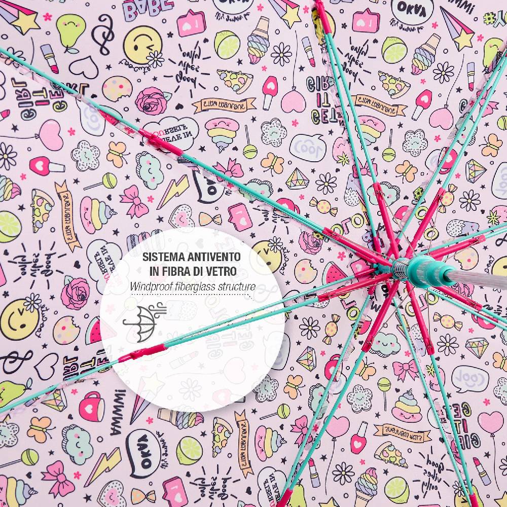 Perletti Ombrello Stickers Bambina Automatico