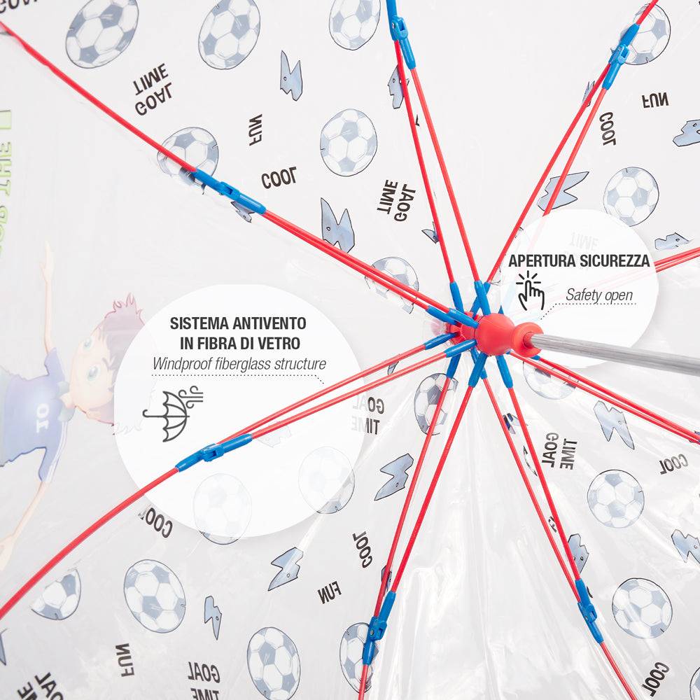Perletti Ombrello Trasparente Calcio