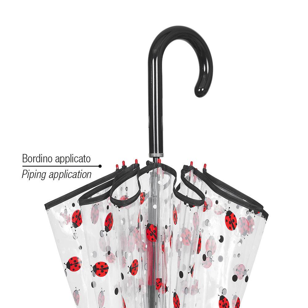 Perletti Ombrello Trasparente Con Coccinelle