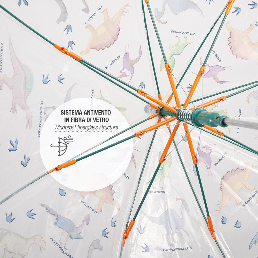Perletti Ombrello Trasparente Dinosauro Automatico