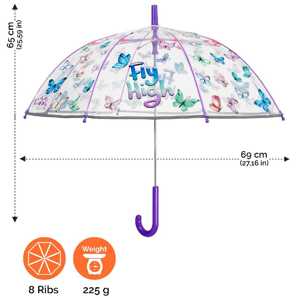 Perletti Ombrello Trasparente Farfalle