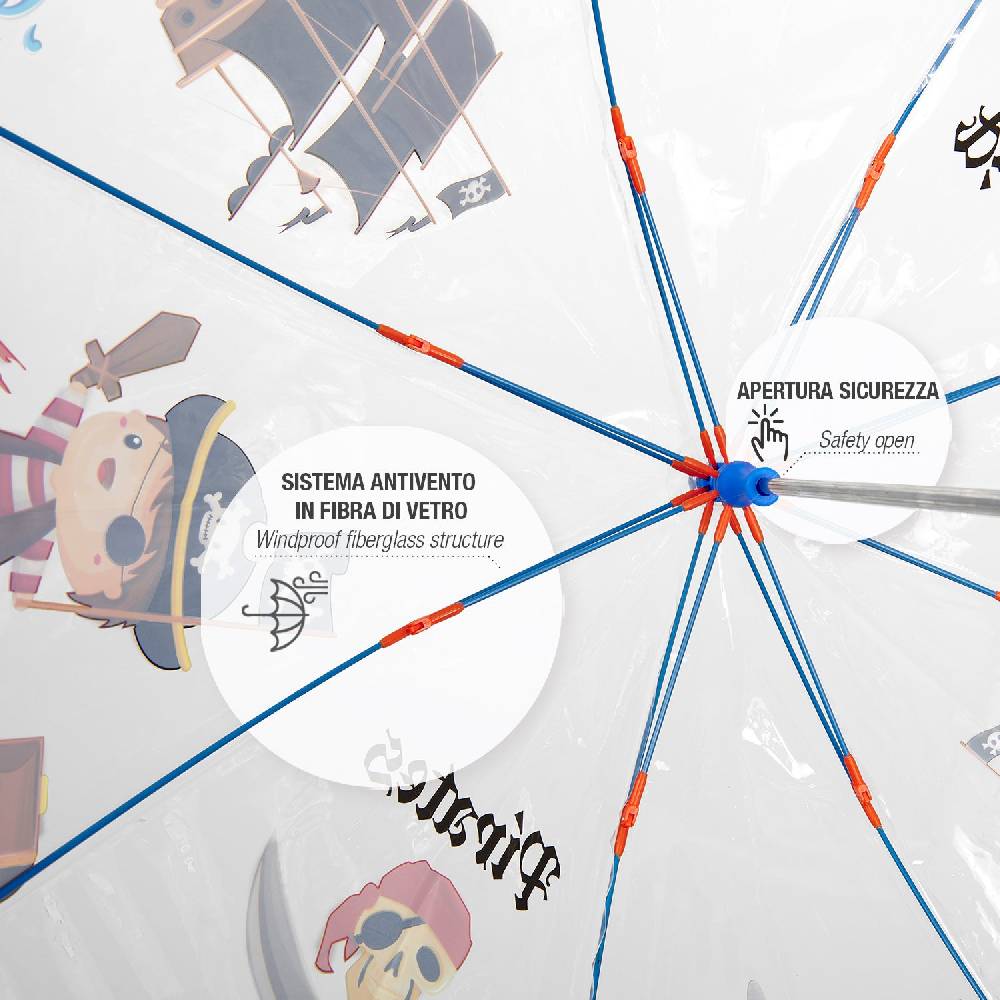 Perletti Ombrello Trasparente Pirata